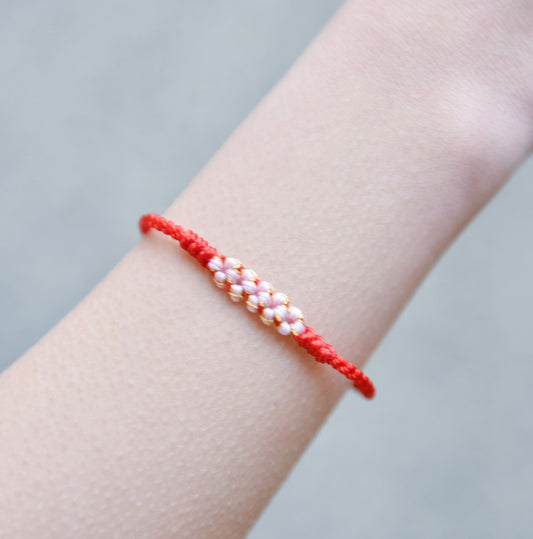 Love and luck-Romantic Peach blossom string bracelet for luck and Hope