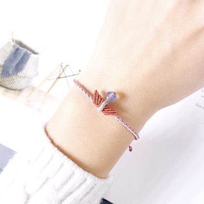 Crystal Stone and  String-Woven Wing string Bracelet