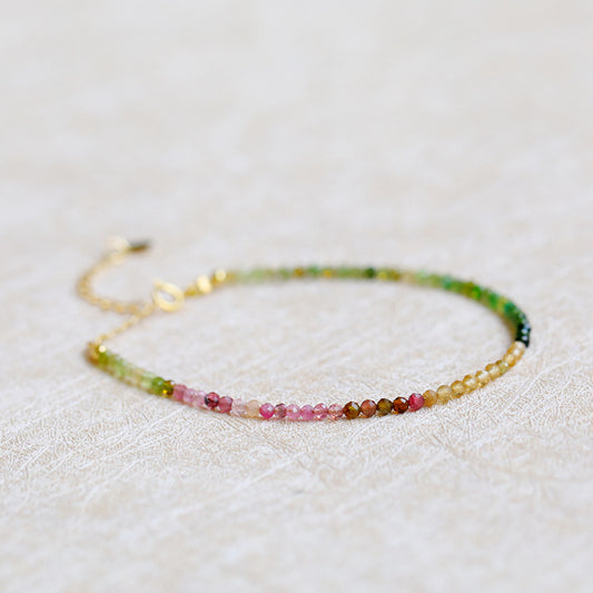 Minimalist Natural Rainbow Faceted Aquamarine Bracelet
