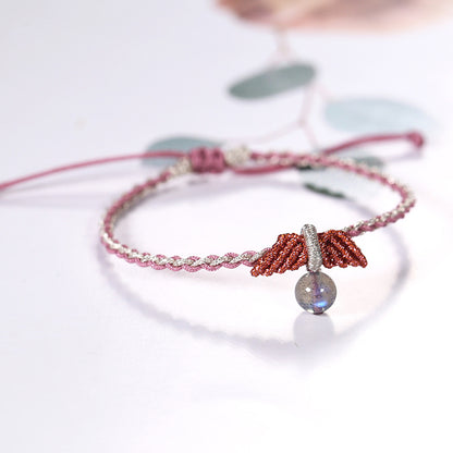 Crystal Stone and  String-Woven Wing string Bracelet