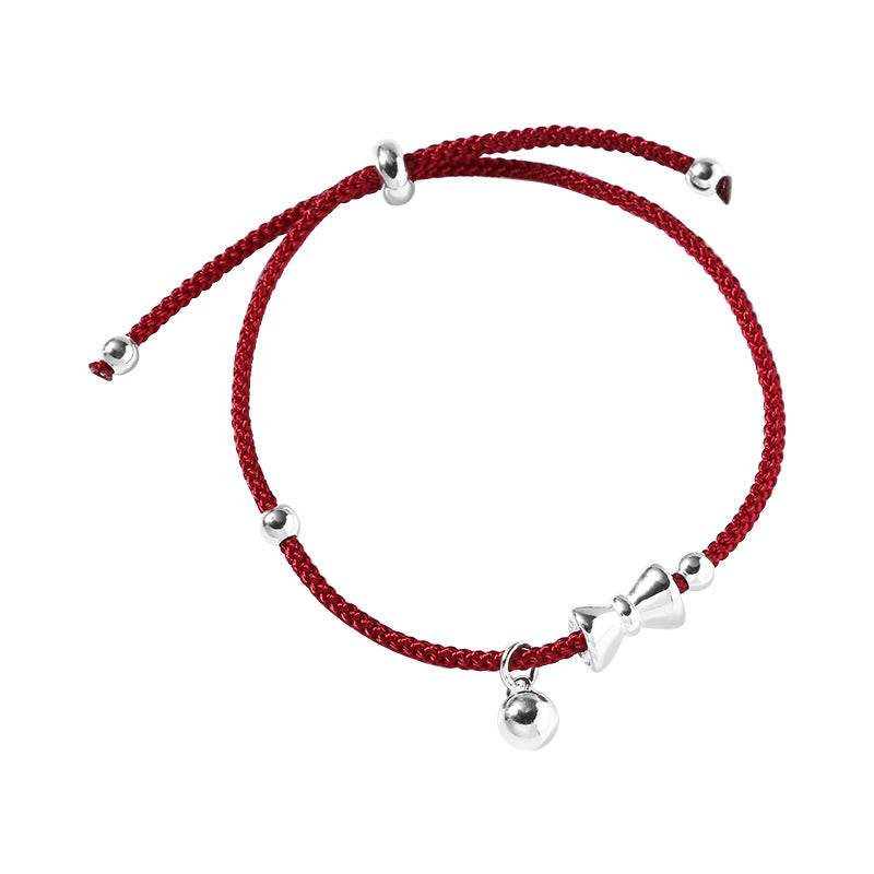 925 Sterling Silver Woven Red  Knot Bracelet