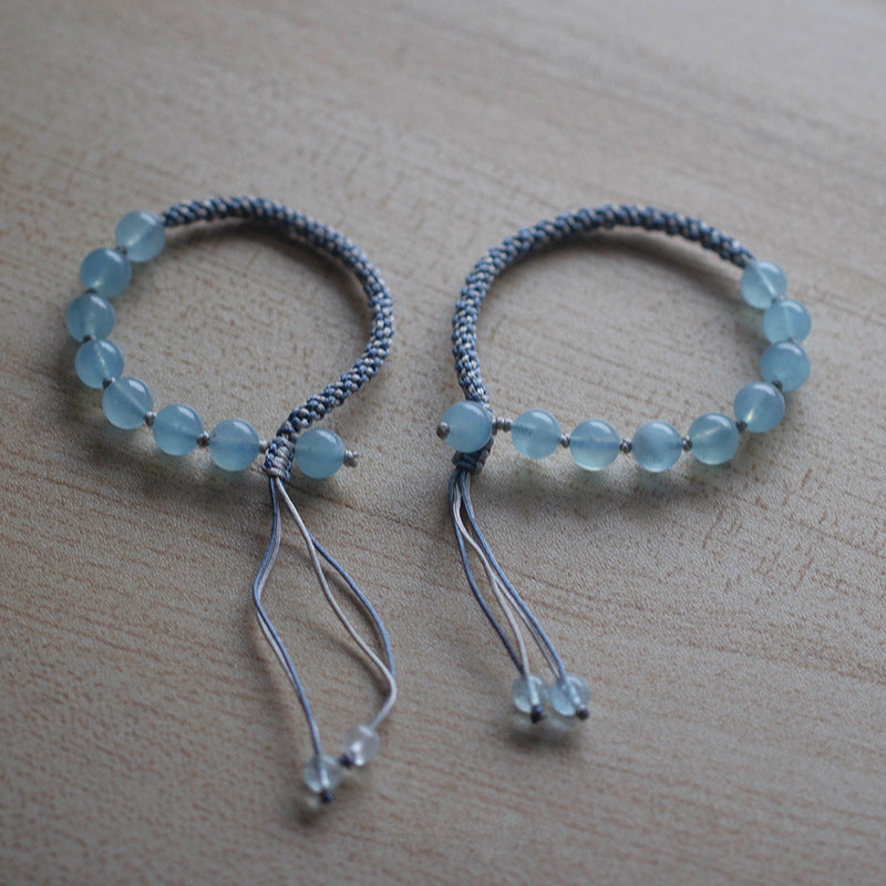 Aquamarine Crystal Braided Bracelet