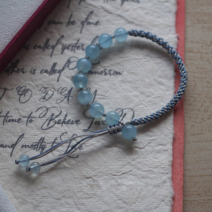Aquamarine Crystal Braided Bracelet